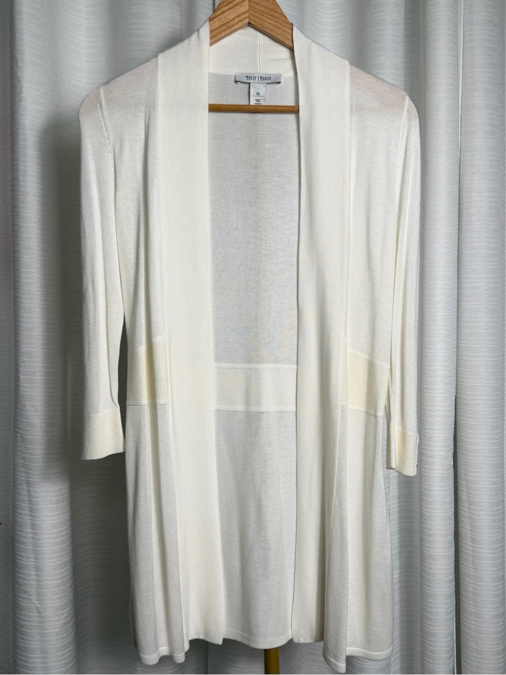 White House Black Market Open-Front Ivory Duster Cardigan